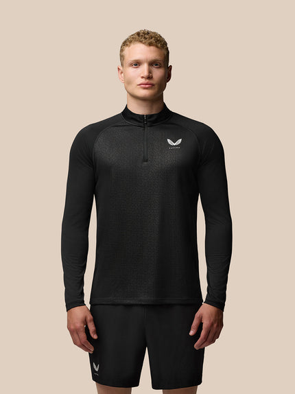 Mens Adapt Print Quarter Zip Top - Black
