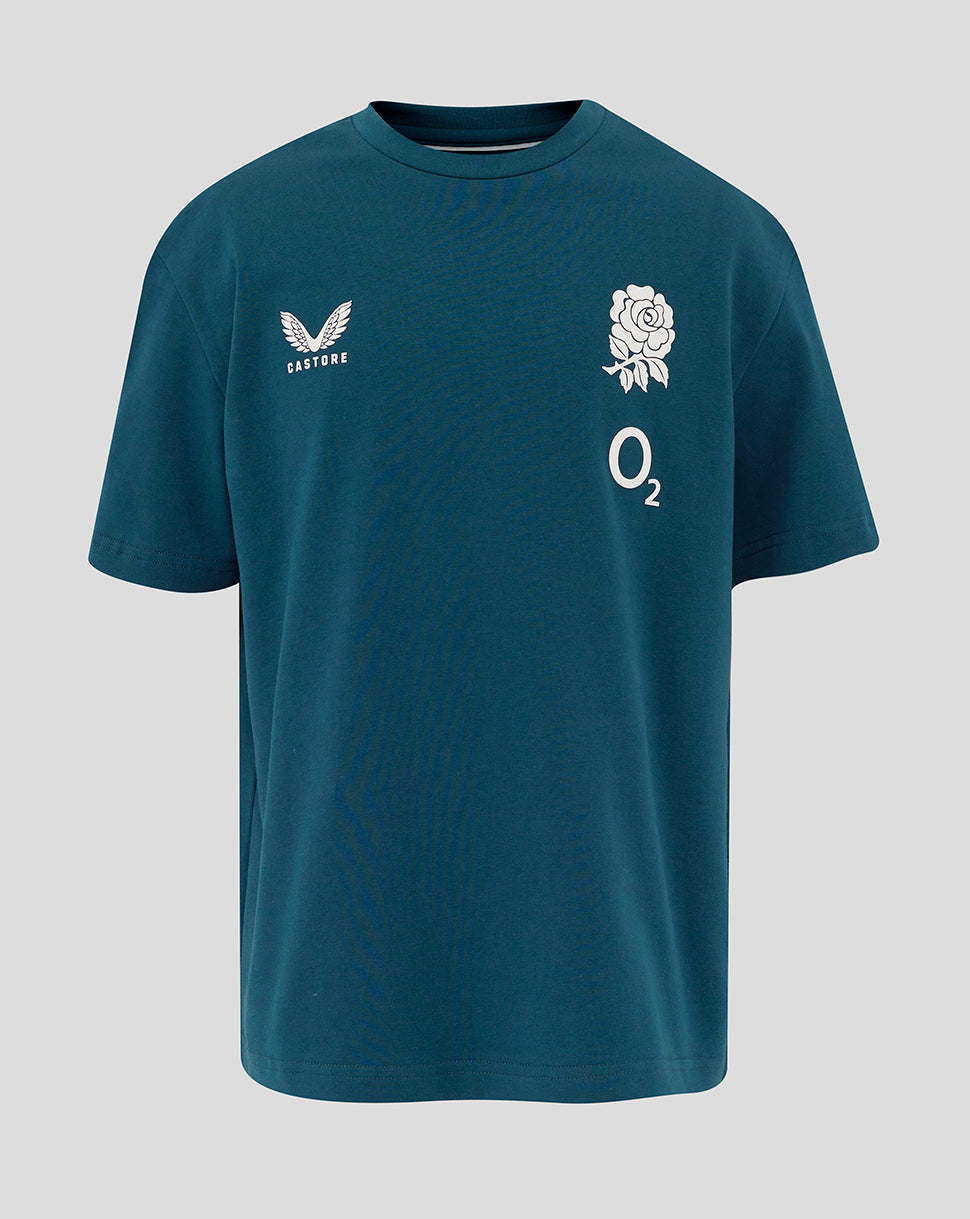 Junior England Rugby 25/26 Travel Short Sleeve T-Shirt - Reflecting Pond