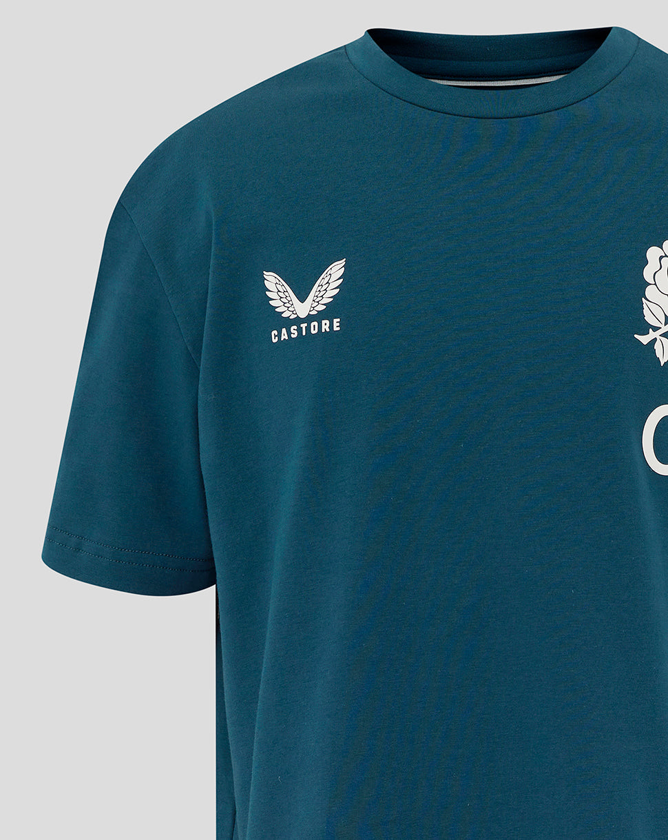 Junior England Rugby 25/26 Travel Short Sleeve T-Shirt - Reflecting Pond