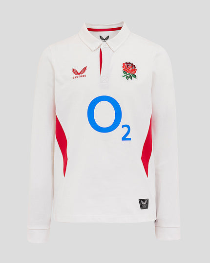 Junior England Rugby 25/26 Home Classic Long Sleeve Shirt - Brilliant White