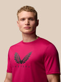 Close-up of pink Adapt Training T Shirt chest area with the Castore wings logo.