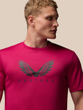 Close-up of pink Adapt Training T-Shirt chest with large Castore wings graphic.