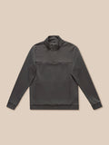 Front view of charcoal Flex Lifestyle 1/4 Zip top with stand collar and zip pockets, Castore branding on chest.