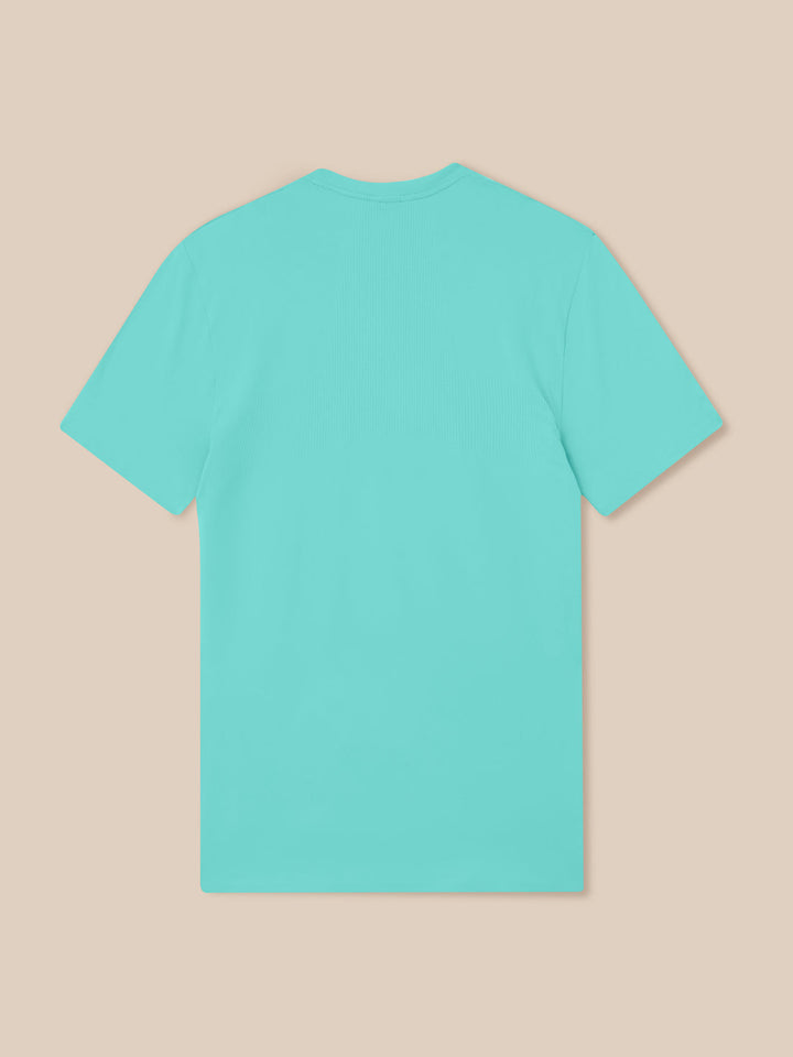 Zone Training T-Shirt in light aqua back view with subtle vertical ribbing