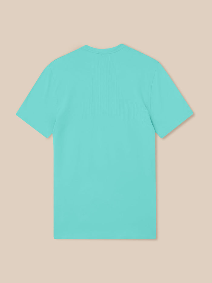 Zone Training T-Shirt in light aqua back view with subtle vertical ribbing