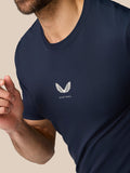 Close-up of small white chest logo on Midnight Navy Zone Training T-Shirt