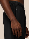 Side view of black Flex Winterised Joggers showing a zip pocket and textured panel