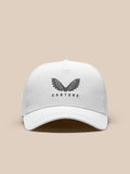 Front view of white nylon cap with Castore branding on the front.