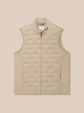 Mushroom beige quilted golf gilet with funnel collar and full zip; logo at the collar.