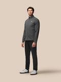 Male model wearing Garcia Hybrid Jacket in charcoal front view showcasing stand collar zip and side pockets