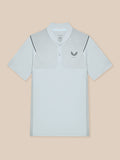 Pinnacle Golf LVS Polo in light grey shown flat with diagonal vented panels and side splits