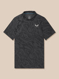 Front view of Golf Club Glow Printed Polo in gunmetal grey showing all over print and chest Castore logo