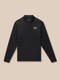 Black golf club classic quarter-zip top with subtle embossed pattern and Castore logo on left chest