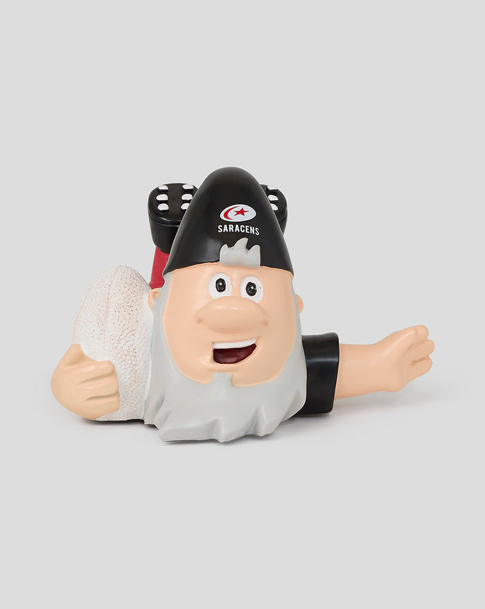 Saracens Striker Gnome with black hat bearing the Saracens logo