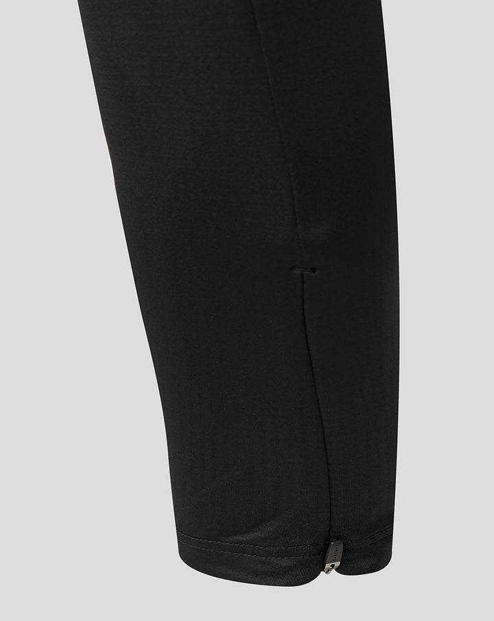 Lower leg view of black Saracens 2026/27 training pants with a zip at the ankle and a tapered leg.