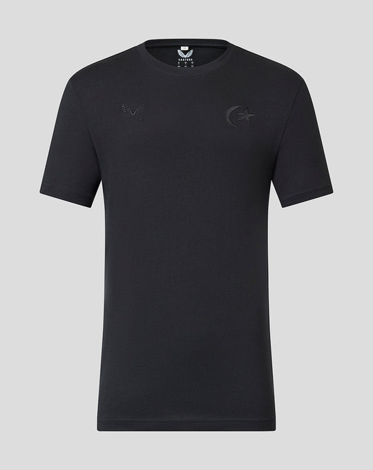 Black Saracens embroidered T shirt with tonal crest and Castore branding