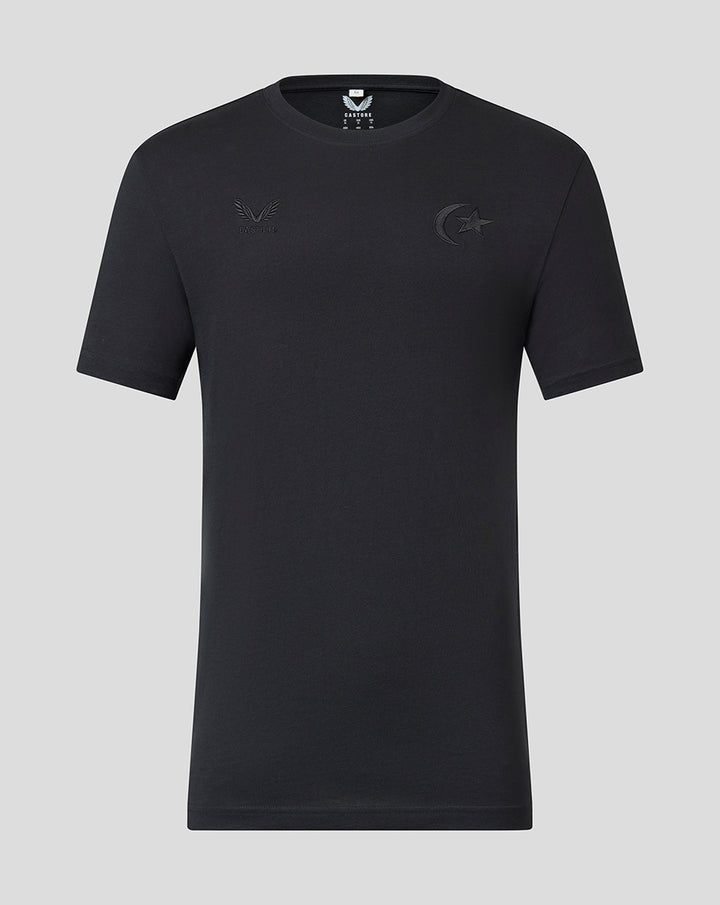 Black Saracens embroidered T shirt with tonal crest and Castore branding