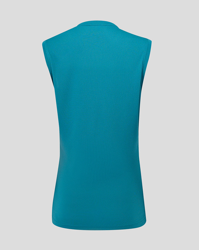 Back view of Women’s England Rugby Performance Sleeveless T Shirt in Storm Blue