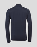 Back view of Women’s England Rugby Performance Long Sleeve Midlayer Top in Inkwell navy with neat shoulder seams and raised collar