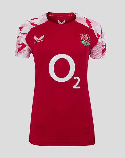 England Rugby Red Roses Pre Match Short Sleeve T Shirt O2 – Women's Fit