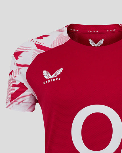 England Rugby Red Roses Pre Match Short Sleeve T Shirt O2 – Women's Fit