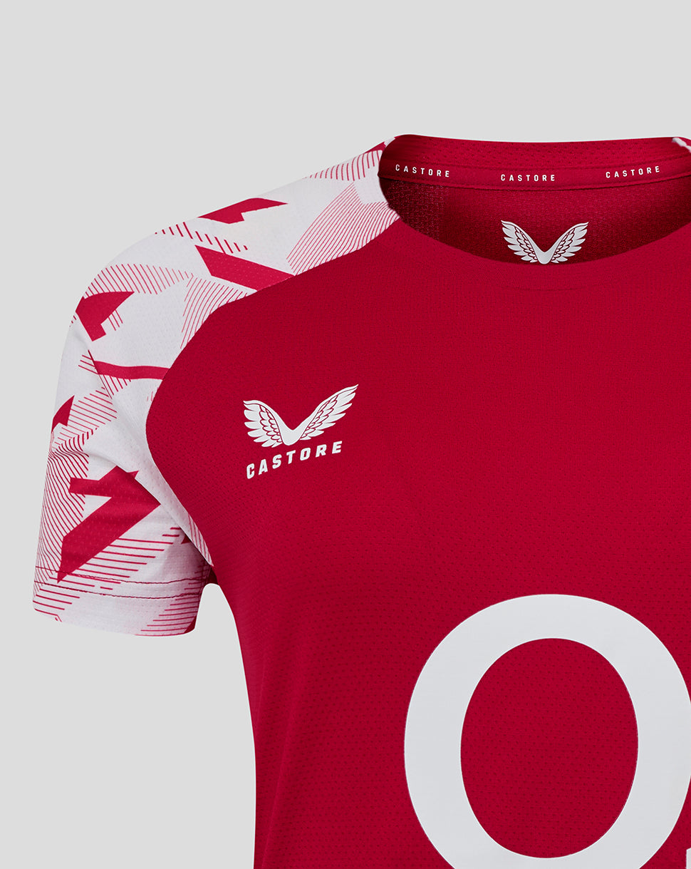 England Rugby Red Roses Pre Match Short Sleeve T Shirt O2 – Women's Fit