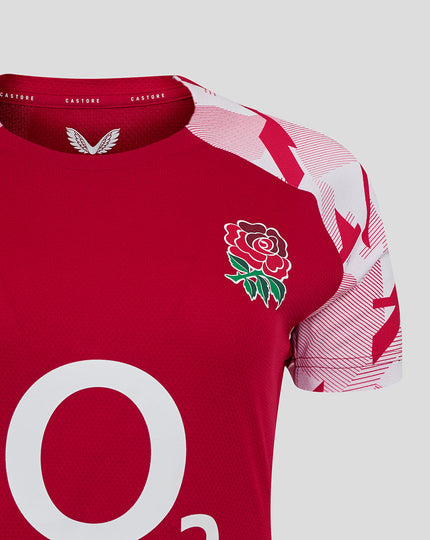 England Rugby Red Roses Pre Match Short Sleeve T Shirt O2 – Women's Fit