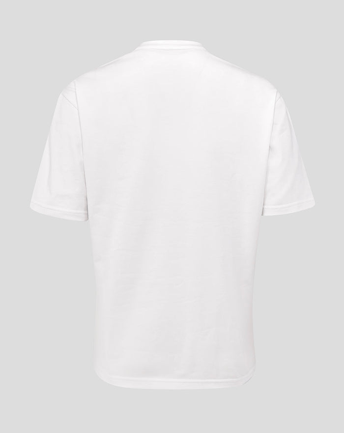 Back view of white women's England Rugby Travel Short Sleeve Tee