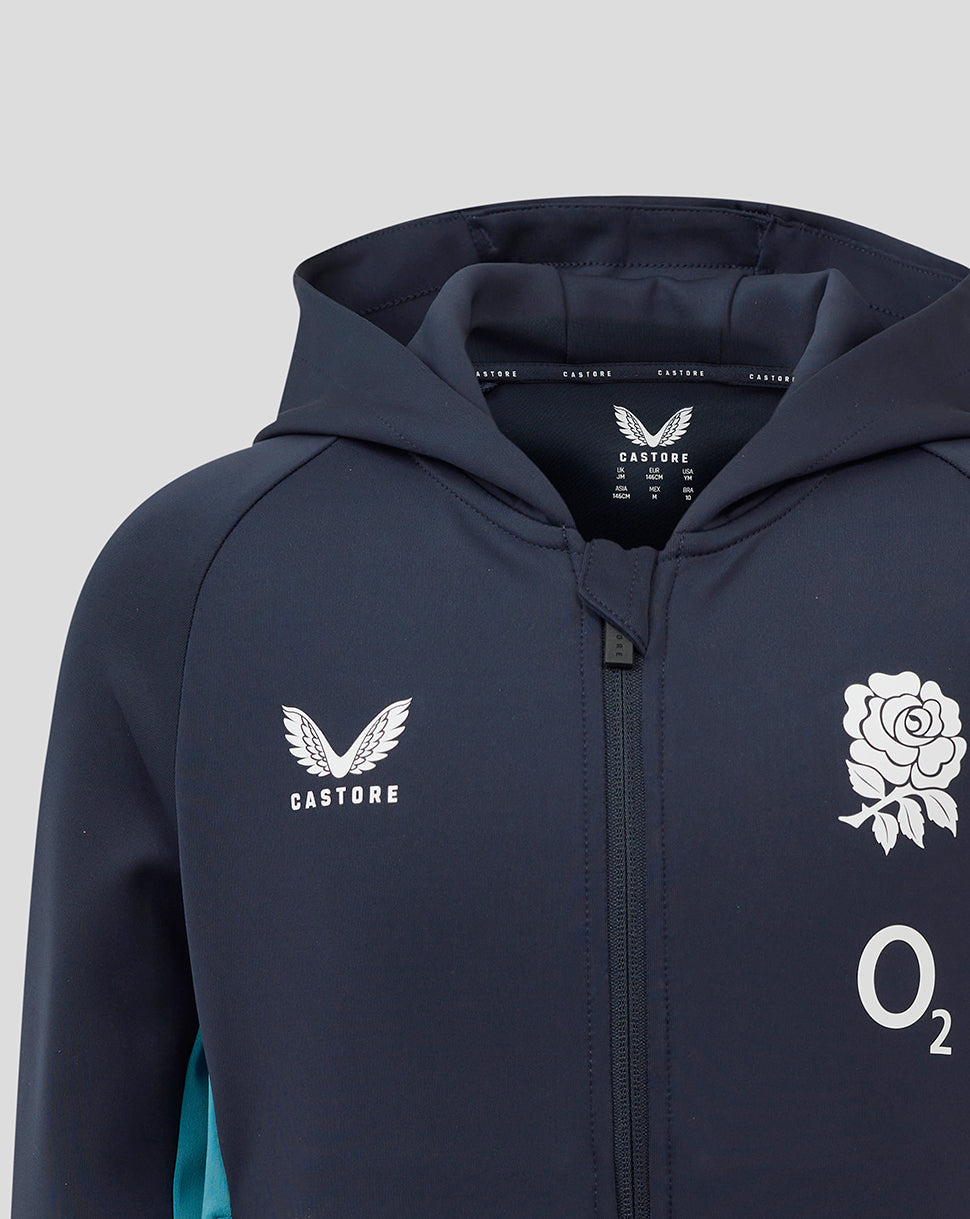 Junior England Rugby 25/26 Performance Full Zip Hoodie - Inkwell
