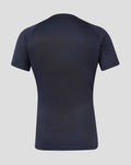 Back view of navy England contact short sleeve jersey with teal side panel