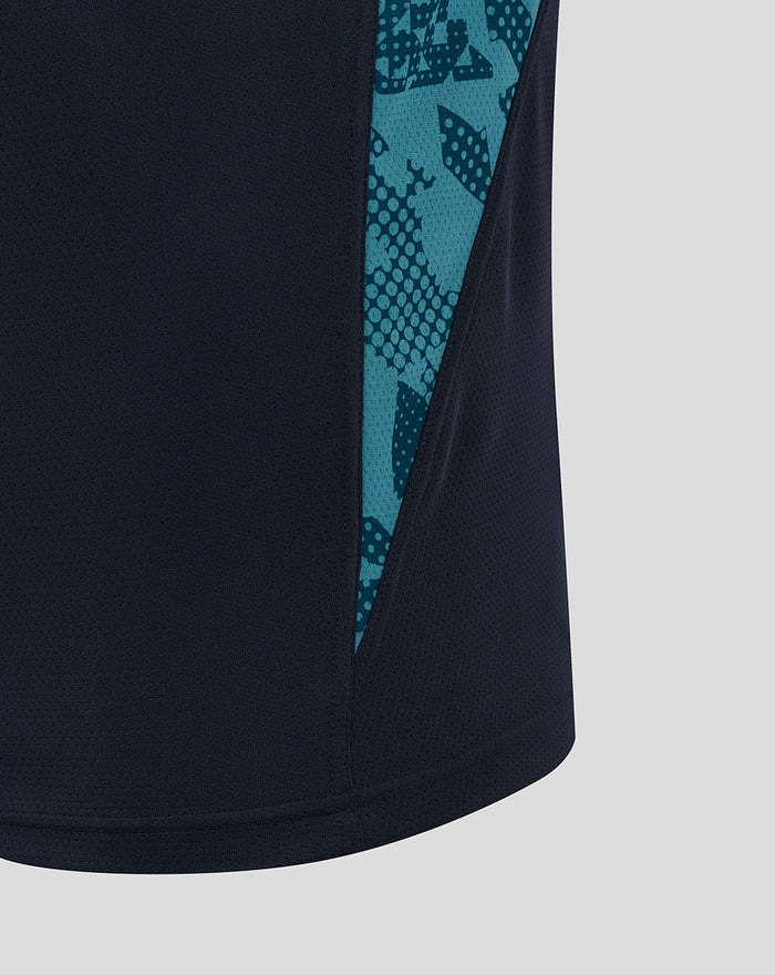 Navy England Rugby performance short sleeve shirt with teal abstract side panel