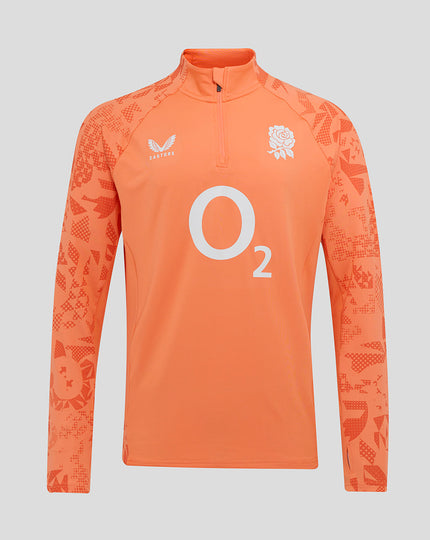 Men’s England Rugby 25/26 Performance Long Sleeve Midlayer Top – Melon