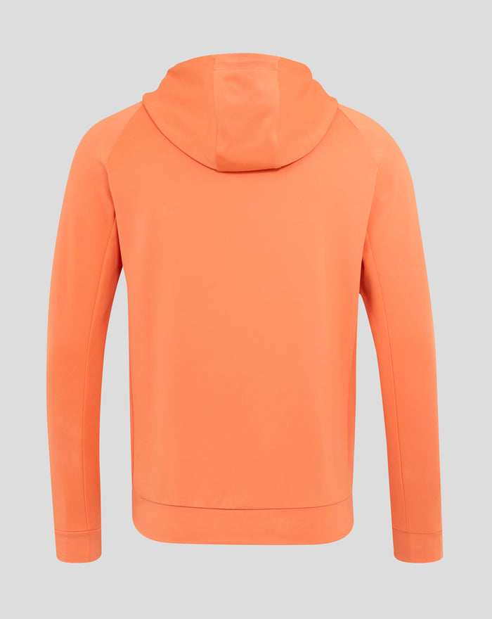 Back view of melon England Rugby Performance Full Zip Hoodie showing the hood and clean silhouette.