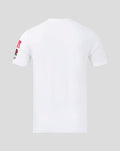 Back view of white Junior England Rugby T Shirt with sleeve graphics