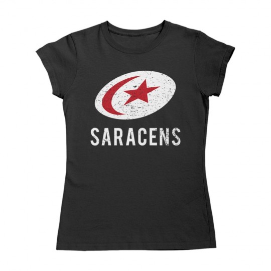 Saracens Distressed White Logo, Women's T-Shirt