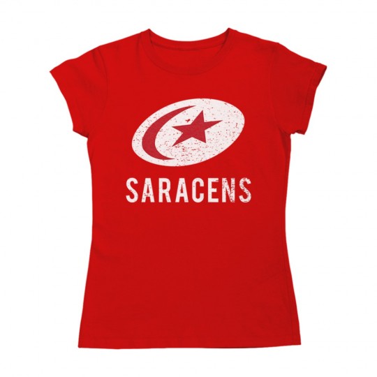 Saracens Distressed White Logo, Women's T-Shirt