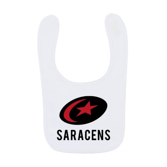 Saracens Bold White Logo, Baby Bib
