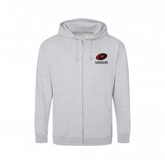 Unisex Grey Full Zip Hoodie with embroidered logo